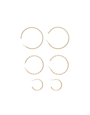 Набор из 3 пар серег-колец- Заказать в России