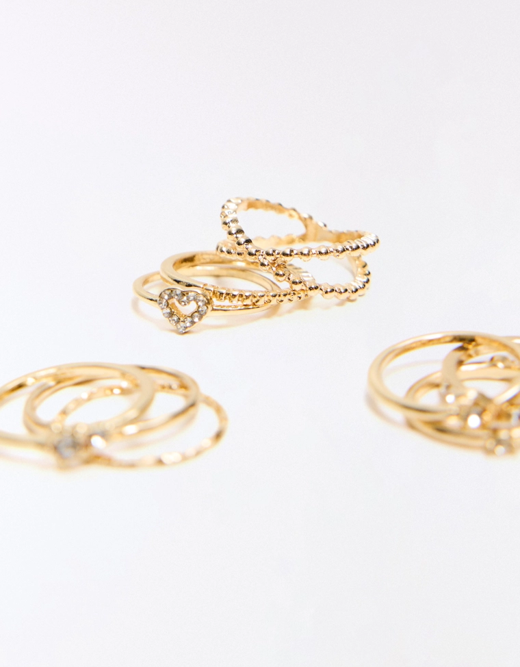 Набор из 9 колец со стразами