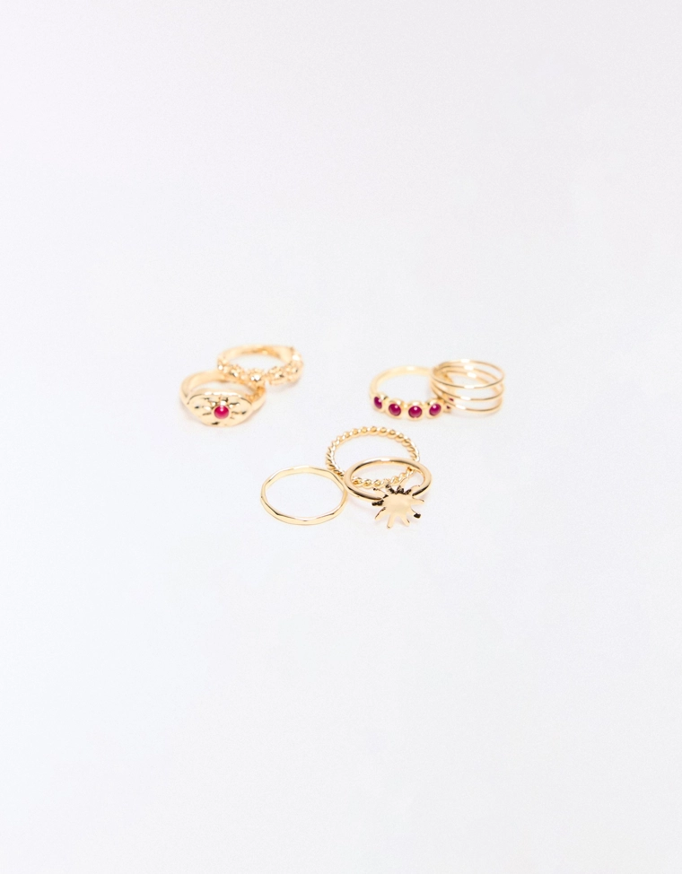 Набор из 7 колец с бусинами