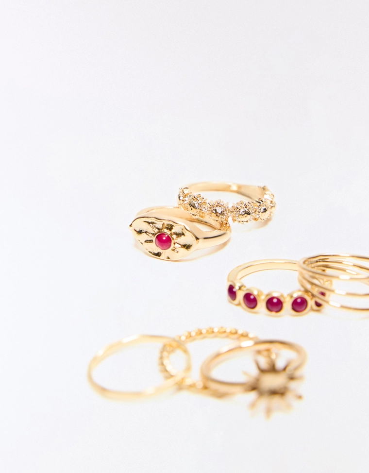 Набор из 7 колец с бусинами