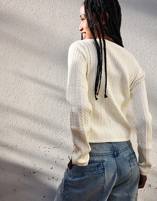 Кардиган на пуговицах с косами- Заказать в России