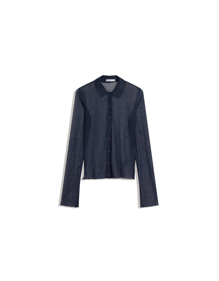 Лонгслив из полупрозрачной ткани с блестящей отделкой