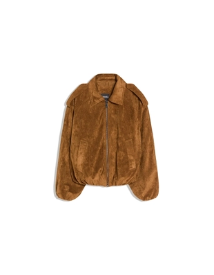 Куртка из искусственной замши с рукавами-фонариками- Заказать в России