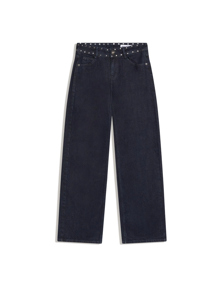 Джинсы свободного кроя с низкой посадкой и заклепками