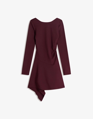 Мини-платье с длинными рукавами и асимметричным подолом- Заказать в России