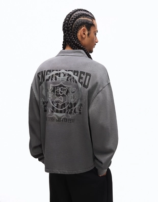 Свитер с воротником поло и принтом- Заказать в России