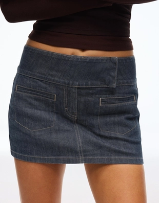 Джинсовые юбка-шорты с завышенной талией- Заказать в России