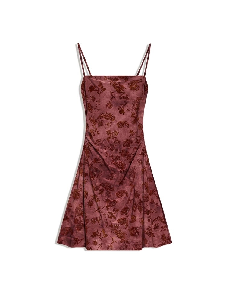 Мини-платье из полупрозрачной ткани с принтом под бархат