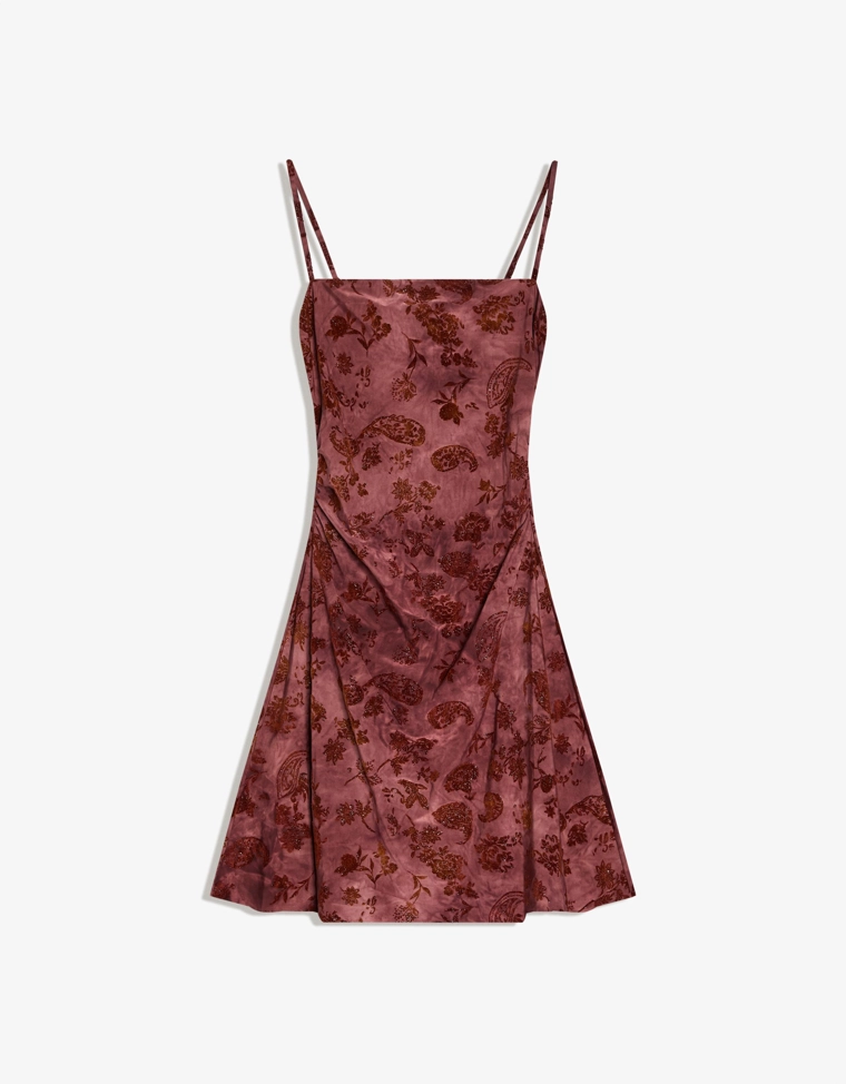 Мини-платье из полупрозрачной ткани с принтом под бархат