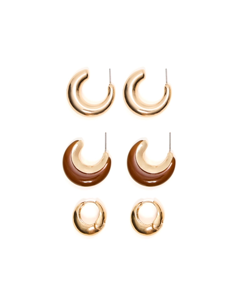 Набор из 3 пар серег с эффектом смолы