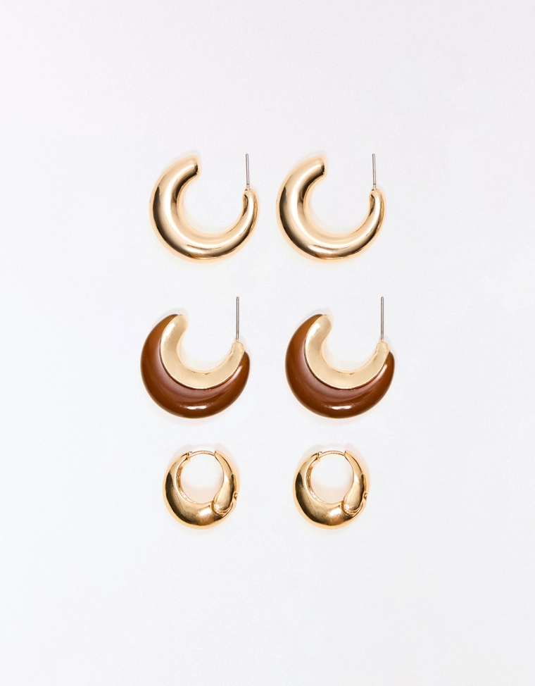 Набор из 3 пар серег с эффектом смолы