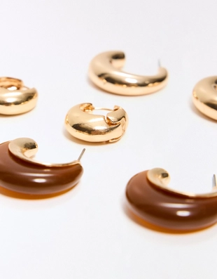 Набор из 3 пар серег с эффектом смолы- Заказать в России