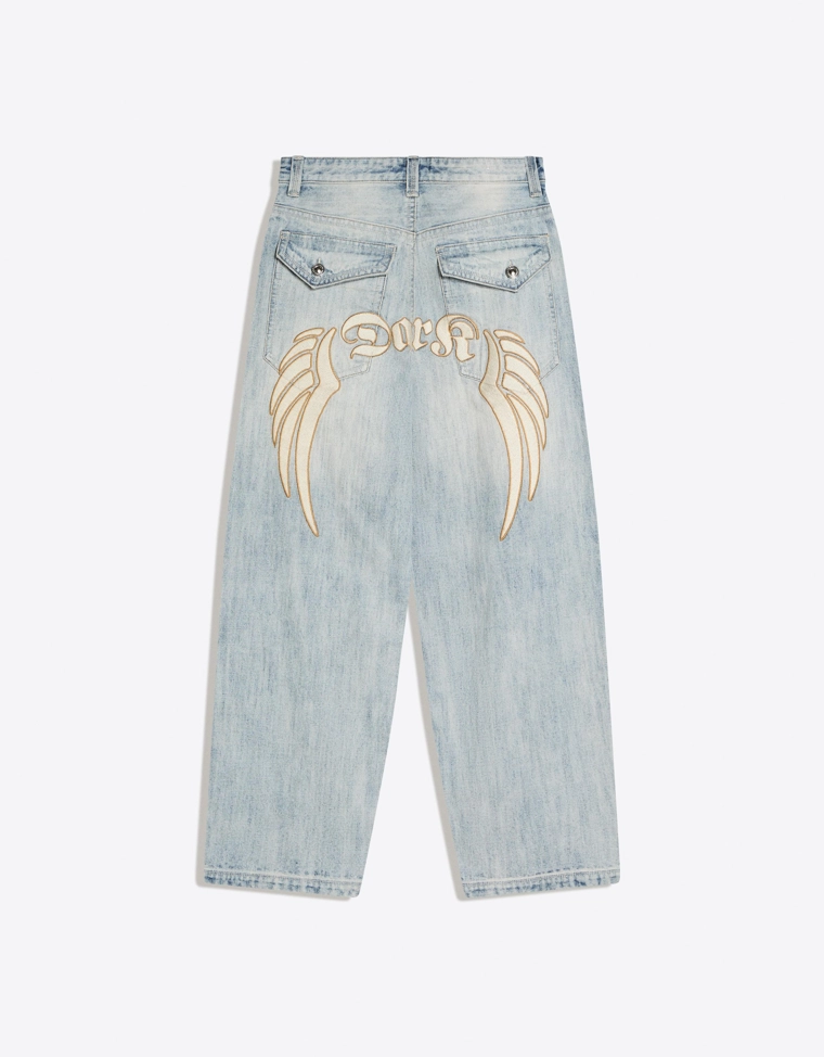 Джинсы очень свободного кроя с вышивкой