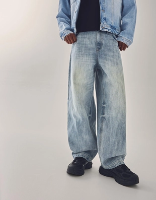 Джинсы очень свободного кроя с вышивкой- Заказать в России