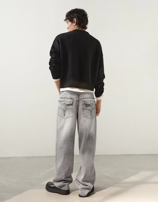 Джинсы очень свободного кроя с вышивкой- Заказать в России