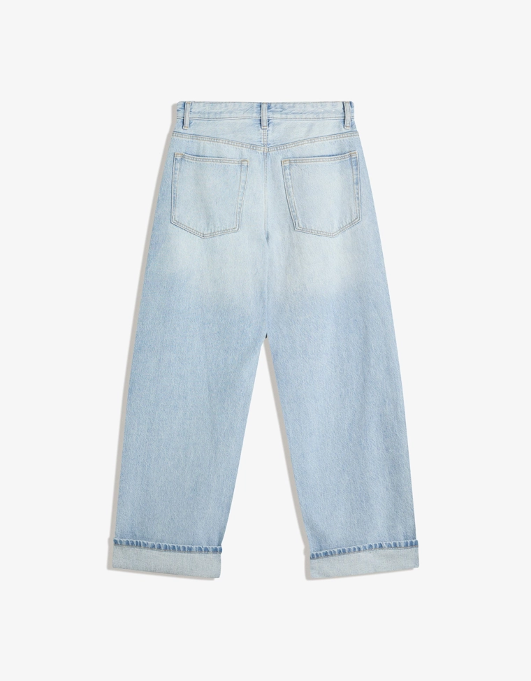 Джинсы свободного кроя с низкой посадкой и отворотами