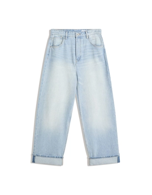 Джинсы свободного кроя с низкой посадкой и отворотами- Заказать в России