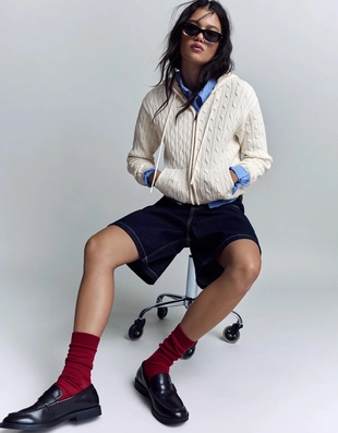 Кардиган на молнии с косами- Заказать в России