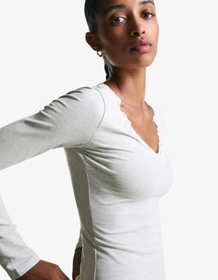 Лонгслив с кружевной отделкой- Заказать в России