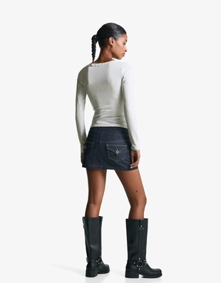 Лонгслив с кружевной отделкой- Заказать в России