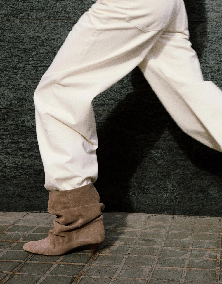 Кожаные ботильоны на каблуке