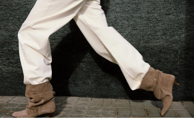 Кожаные ботильоны на каблуке