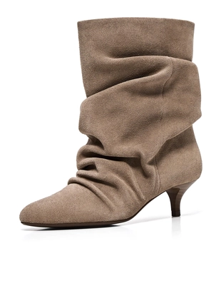 Кожаные ботильоны на каблуке- Заказать в России