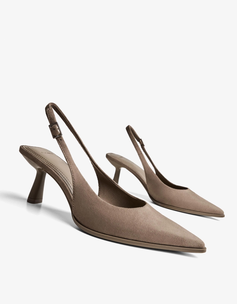 Туфли на среднем тонком каблуке без задника