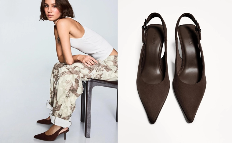 Туфли на среднем тонком каблуке без задника