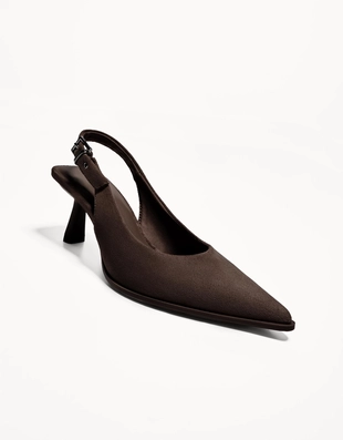 Туфли на среднем тонком каблуке без задника- Заказать в России