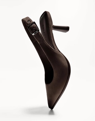 Туфли на среднем тонком каблуке без задника- Заказать в России