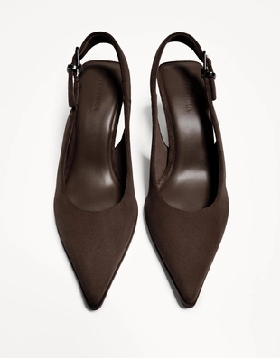 Туфли на среднем тонком каблуке без задника- Заказать в России