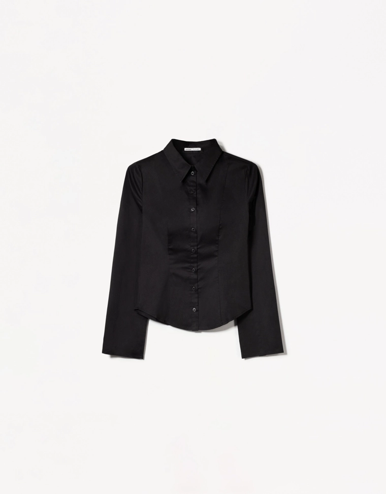 Рубашка облегающего кроя с расклешенными рукавами