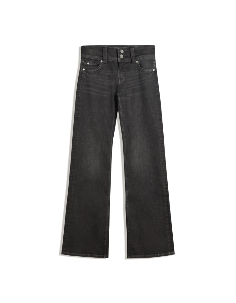Расклешенные джинсы с низкой посадкой и клапанами