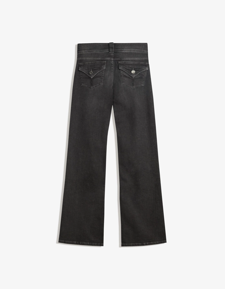 Расклешенные джинсы с низкой посадкой и клапанами