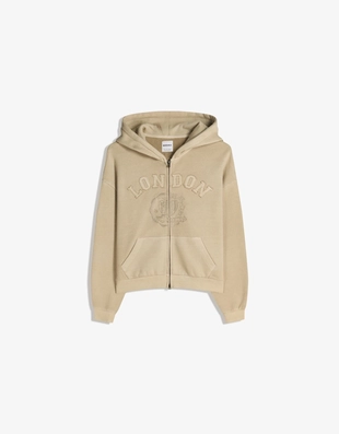 Толстовка геометрического кроя на молнии с вышивкой- Заказать в России