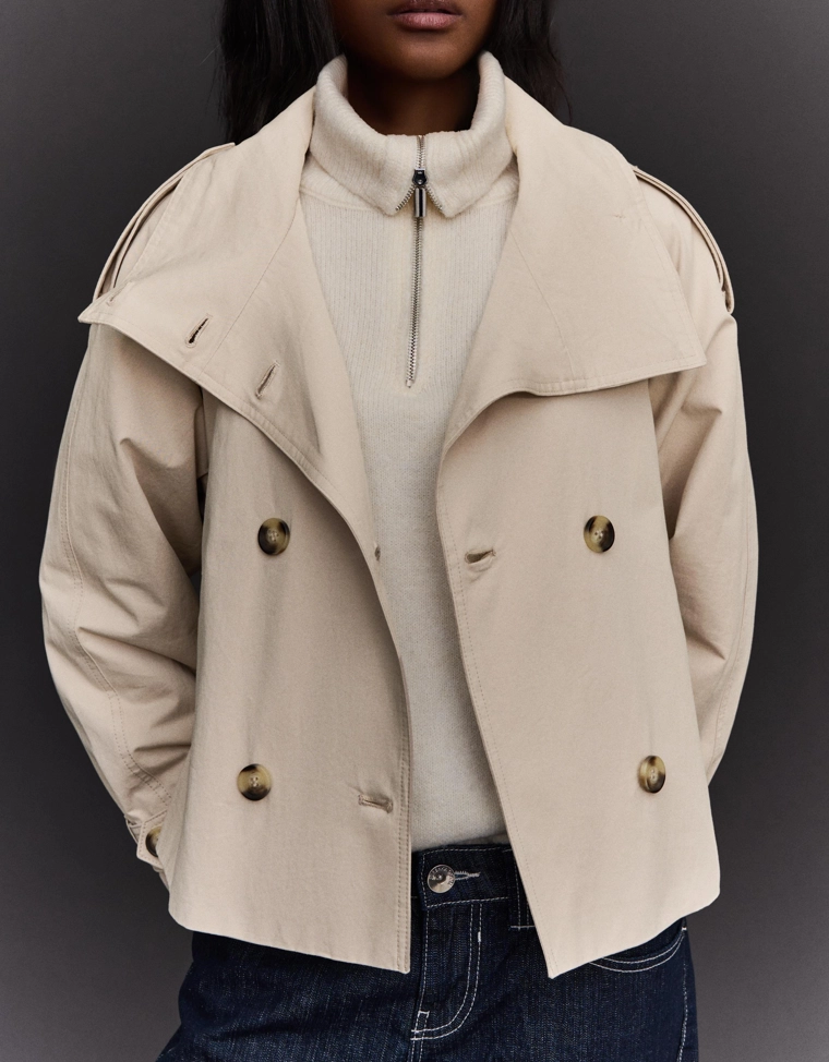 Тренч с воротником-стойкой