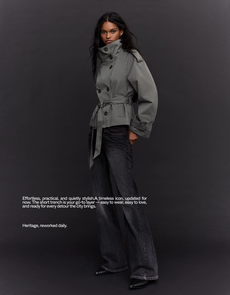 Тренч с воротником-стойкой