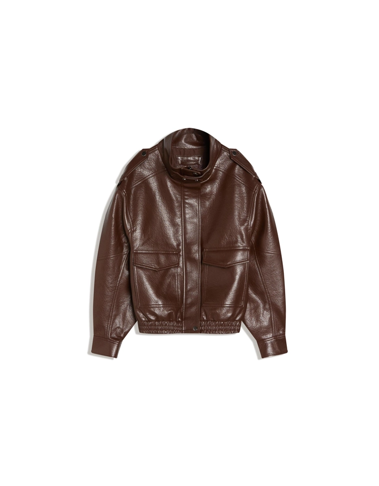 Куртка из искусственной кожи с воротником-трубой