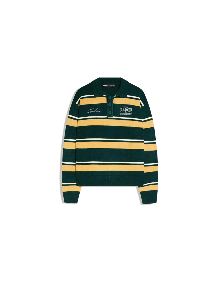 Свитер с воротником-поло и принтом