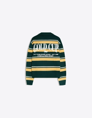 Свитер с воротником-поло и принтом- Заказать в России