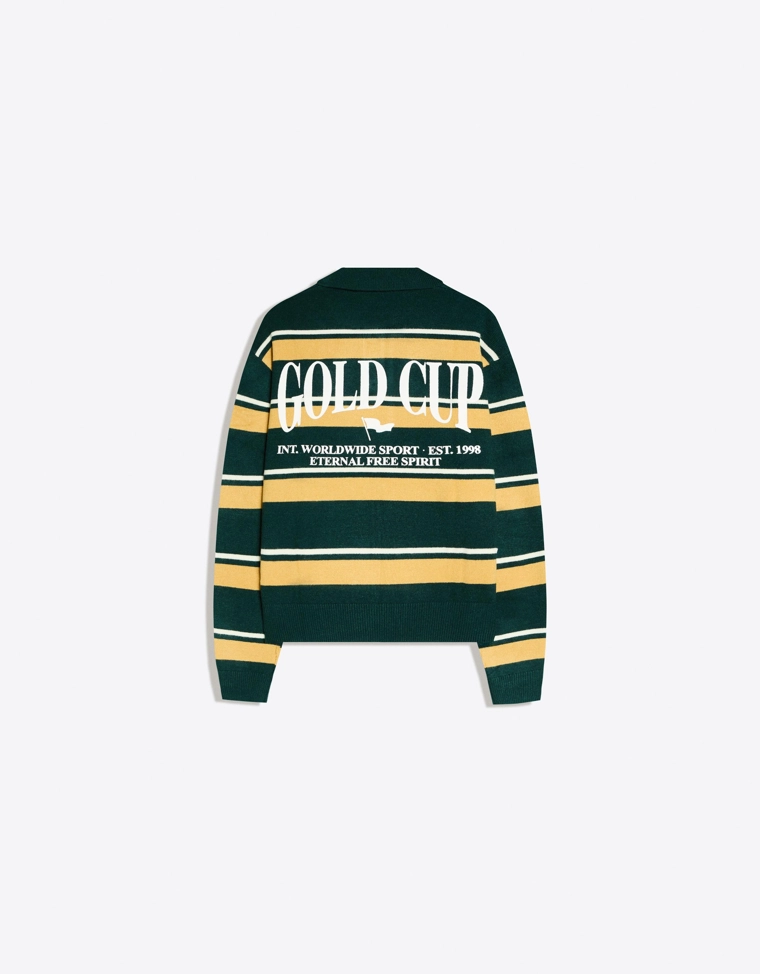 Свитер с воротником-поло и принтом