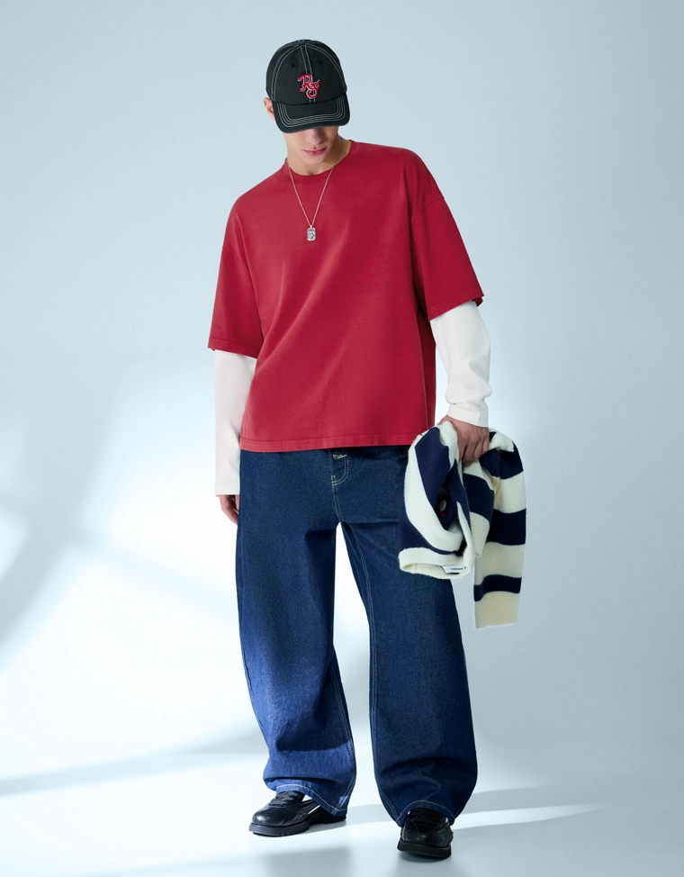 Футболка с принтом и двойными рукавами