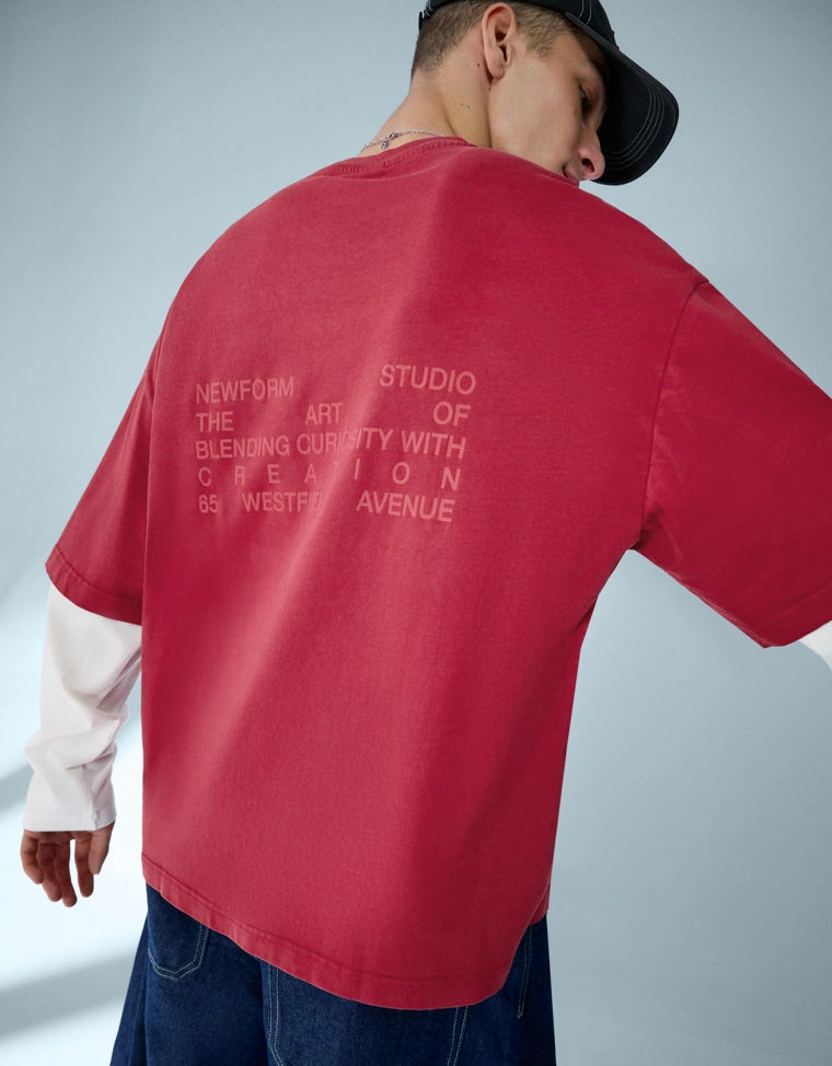 Футболка с принтом и двойными рукавами