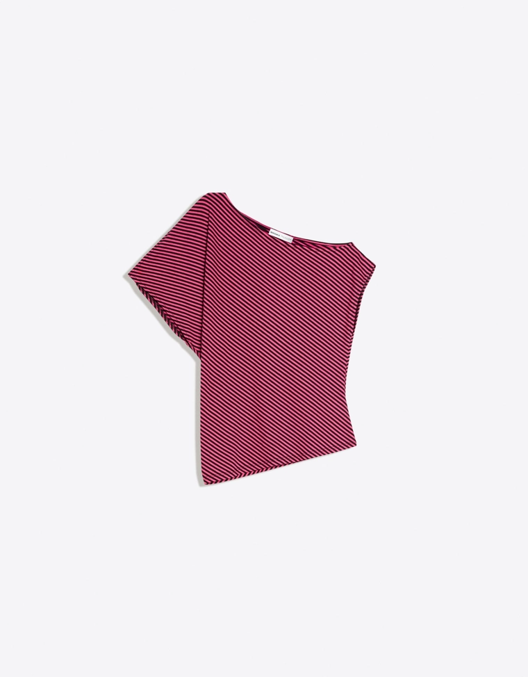 Футболка асимметричного кроя с короткими рукавами и принтом