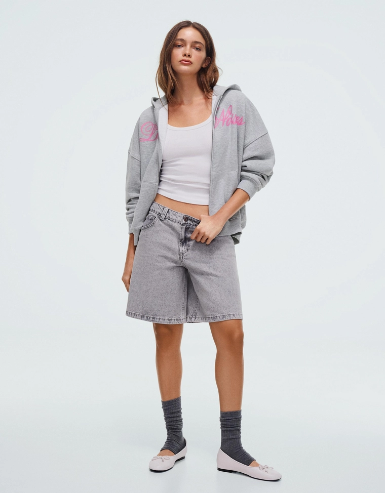 Худи оверсайз на молнии с принтом