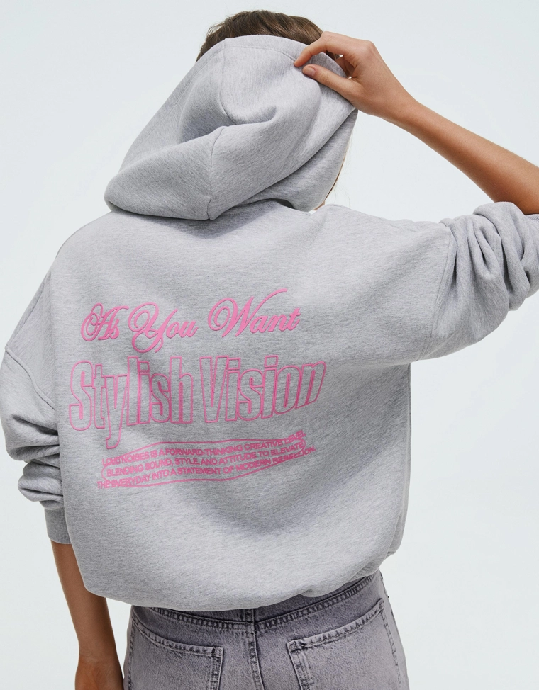 Худи оверсайз на молнии с принтом