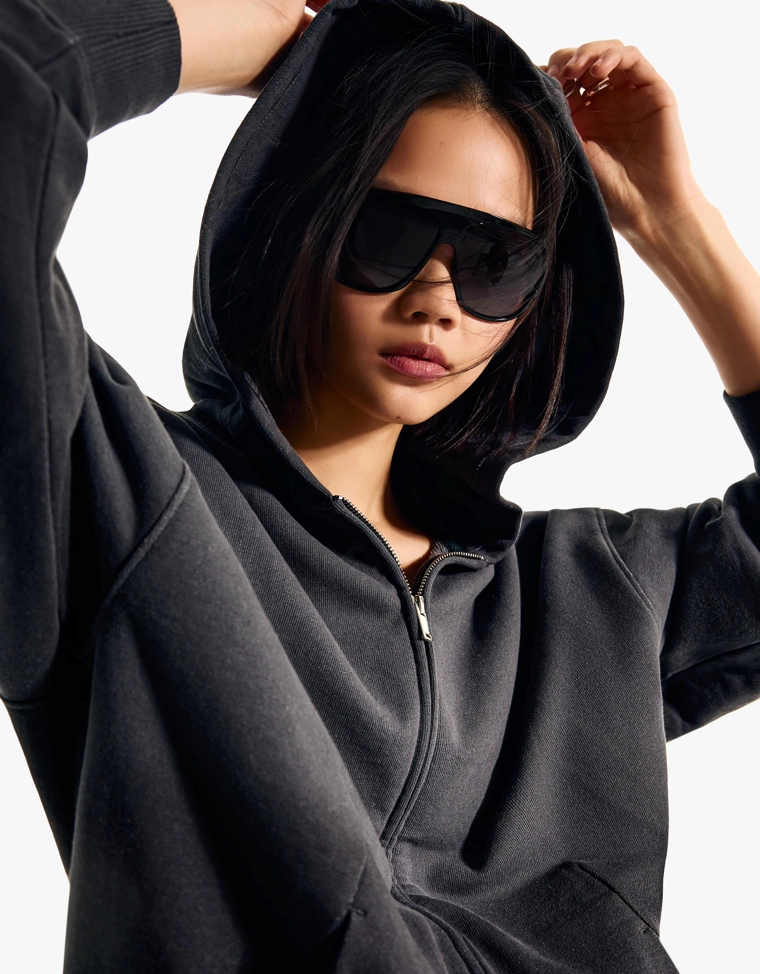 Худи оверсайз на молнии с капюшоном
