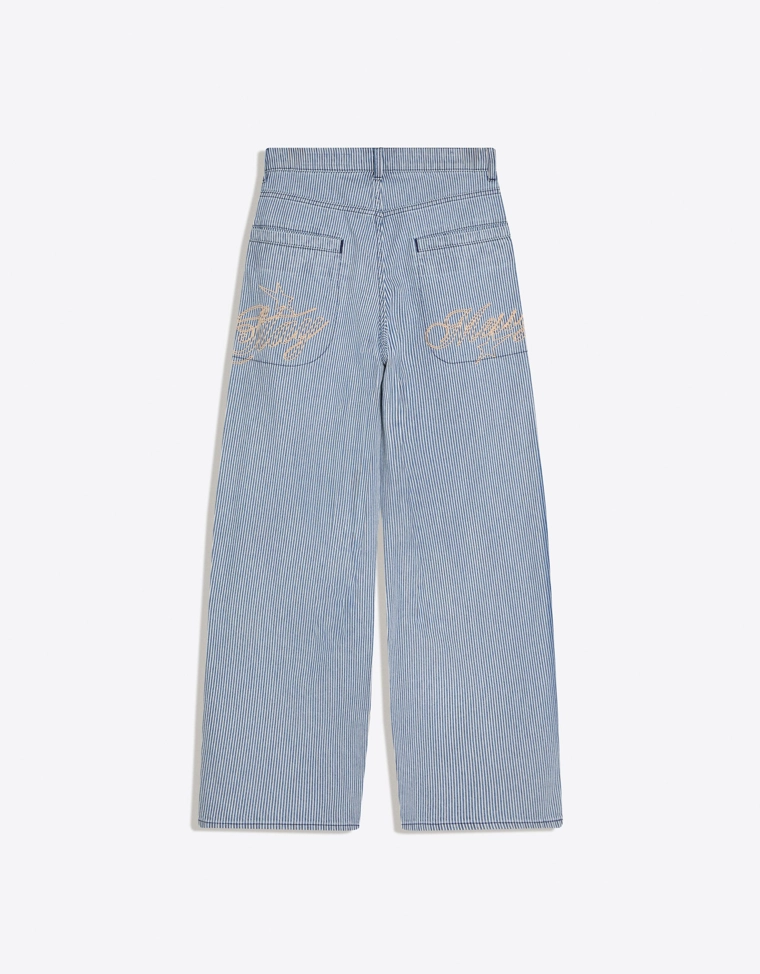 Джинсы супер свободного кроя с низкой посадкой в полоску