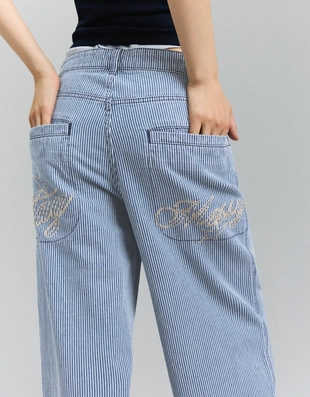 Джинсы супер свободного кроя с низкой посадкой в полоску- Заказать в России